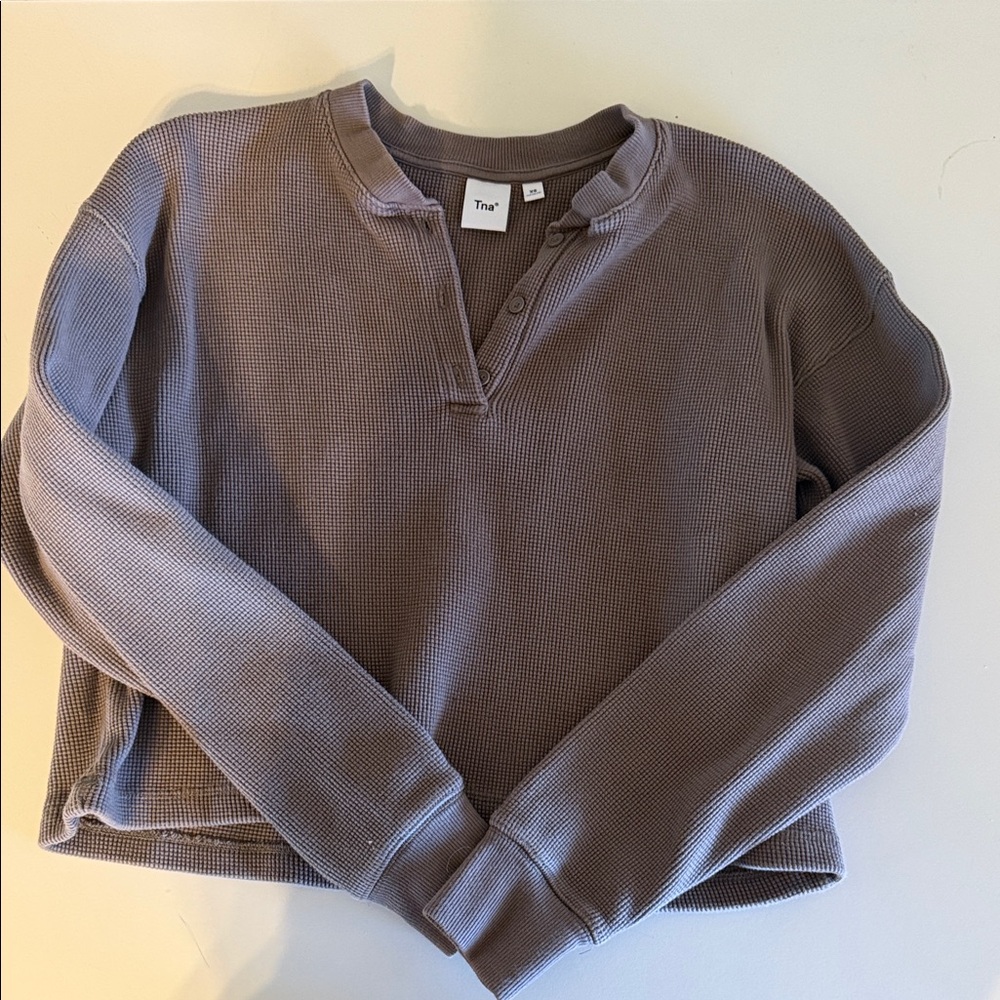 TNA Womens Waffle Crewneck Sweater - Dusty Mauve